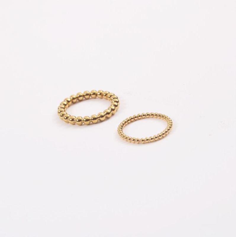 Stainless Steel Hypoallergenic Wedding Band Promise Midi Ring Tiny Ball Gold Bead Ring Stacking Beaded Ring