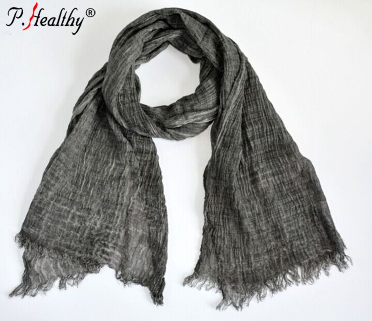 Ph Most Popular Latest Style Plain Crinkle Viscose Small Tassel Shawl Scarf