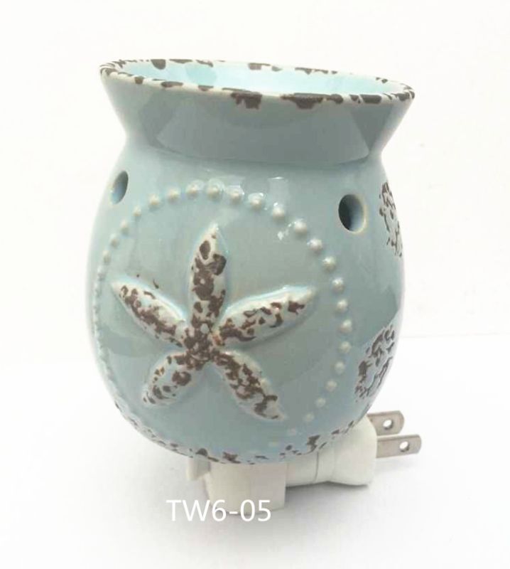 Stoneware Electric Wax Melter Marine Style Ceramic Plug in Wax Warmer for Home Decor Candle Home Fragrance Diffuser Oil No Flame