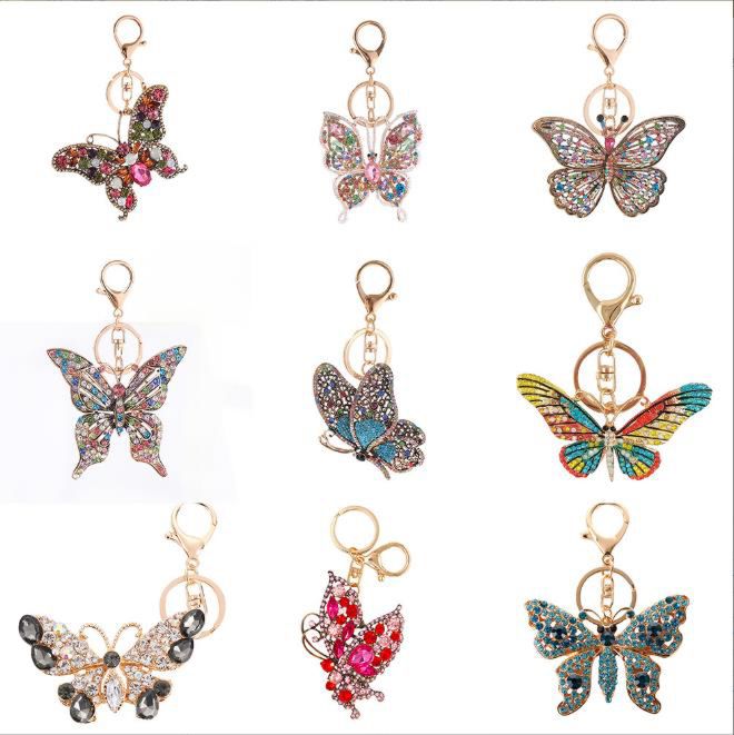 Butterfly Alloy Diamond Key Chain Gold Plated Gift Key Chain