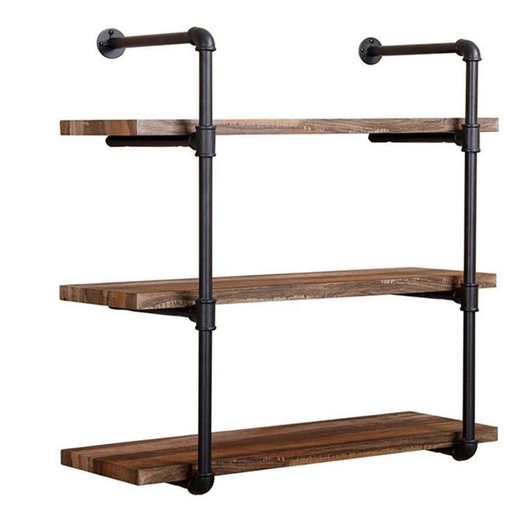 Industrial Mounted Floating Steampunk Mdf Pipe Wall Book Shelves
