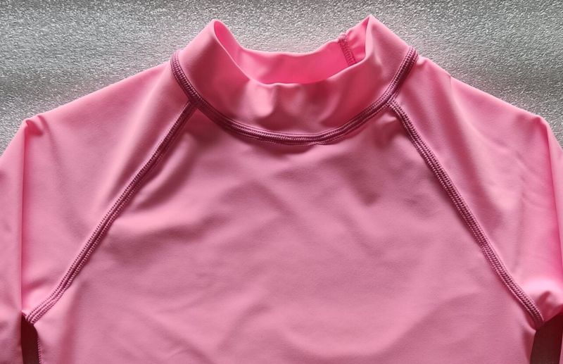 Customized Logo Private Label Solid Plain Beautiful Girls Pink Kids Long Sleeves Shirts High Collar Spf50+ Anti-Uv Rash Guards