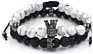 8mm white turquoise Crown Zircon Beads Bracelet
