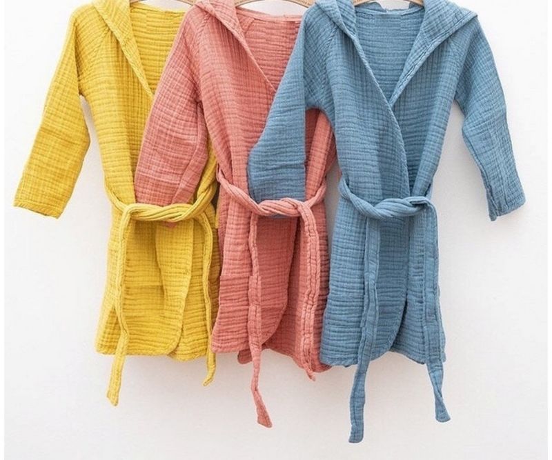 High Classic Unique Hooded Muslin Robe Bathrobe Beachwear for Kids