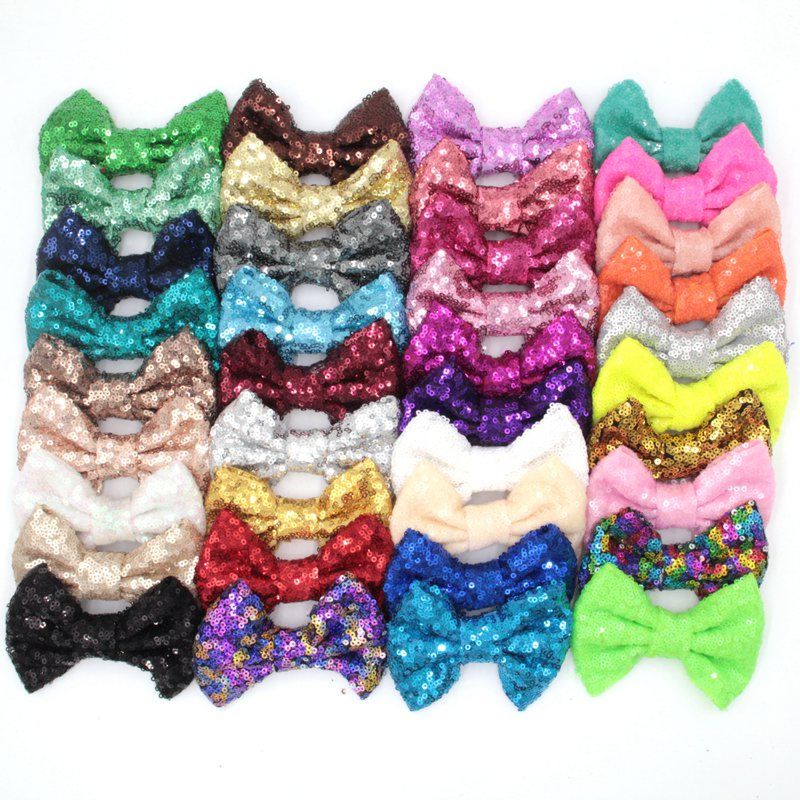 - Handmade 4 Inch Diy Glitter Sequins Hair Bow without Clip for Girls Headband Hair Accessories Baby Kids Hair Band