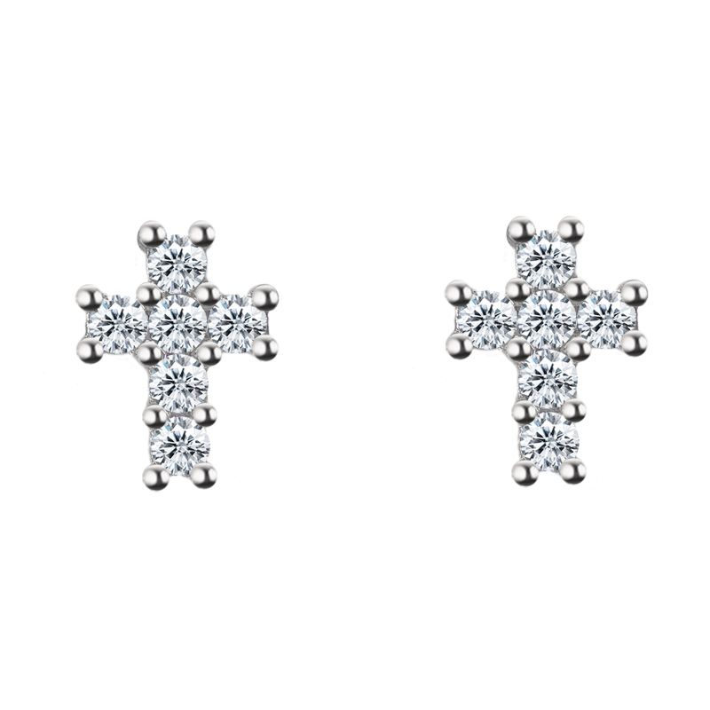 0.264Ct Vvs Moissanite Earrings Screw Back Cross 925 Moissanite Earrings