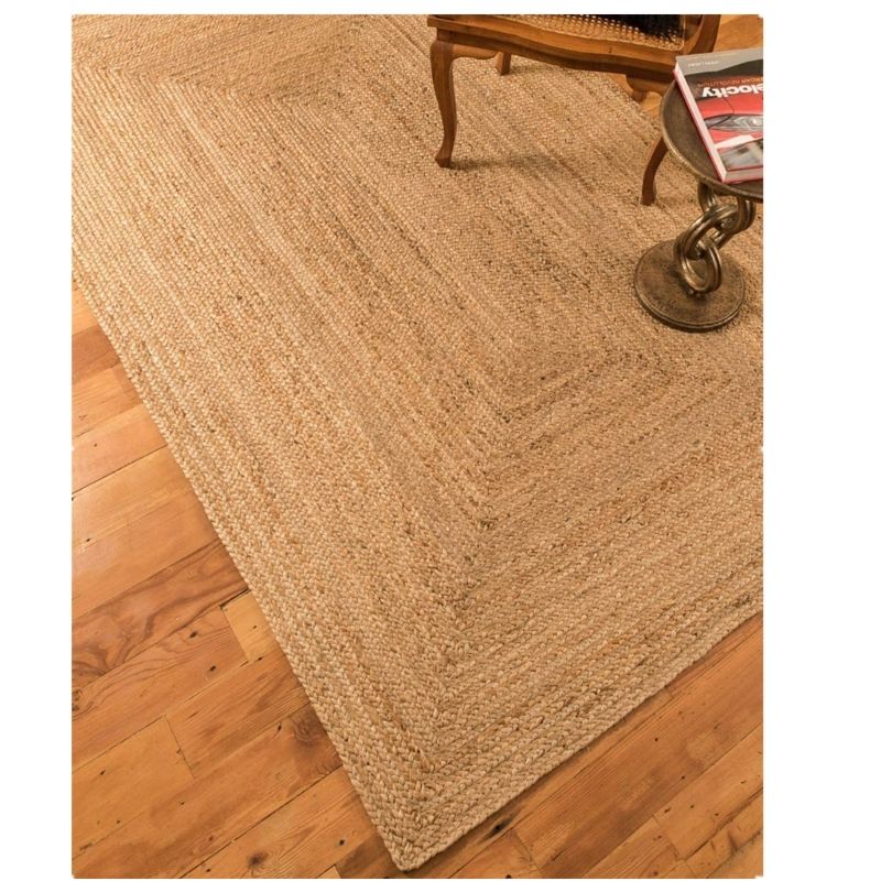 100% Jute Area Rug - Braided Design Hand Woven Carpet