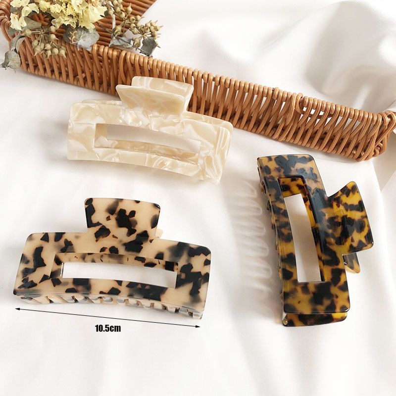 10.5Cm/4.2In 10Cm Cellulose Acetate Hollow Rectangle Hair Claw Clip Hair Clamp Ponytail Grip Tortoiseshell Hair Clips Claw Jaw