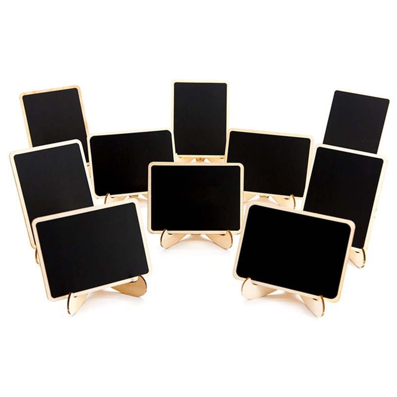 10 Pack Mini Chalkboards Signs with Easel Stand, Small Rectangle Chalkboards Blackboard
