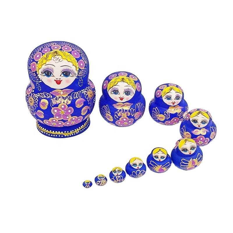10Pcs Flower Russian Matryoshka Nesting Dolls for Kids Seller Dolls Hand Painted Wooden Toys Birthday Gifts