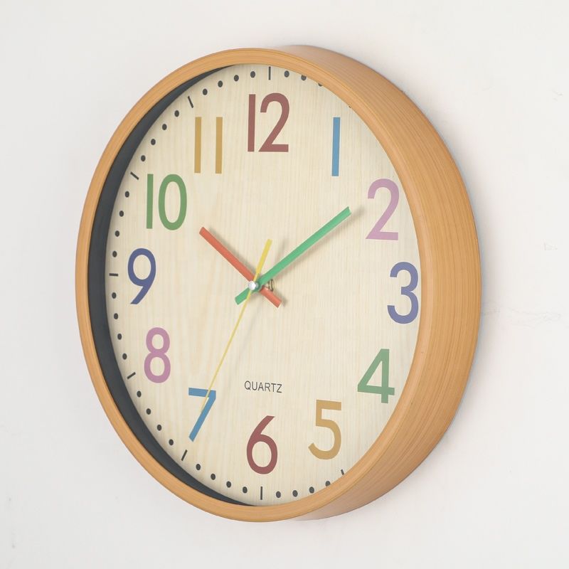 12Inch Wall Nordic Style Modern Frames Wall Clock Decor Color Silent Minimalist Home Decorative Wood Grain