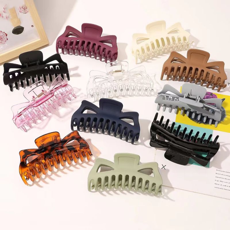 13.8Cm Large Plastic Hair Claw Clips Korea Solid Color Hair Claw for Thick Hair