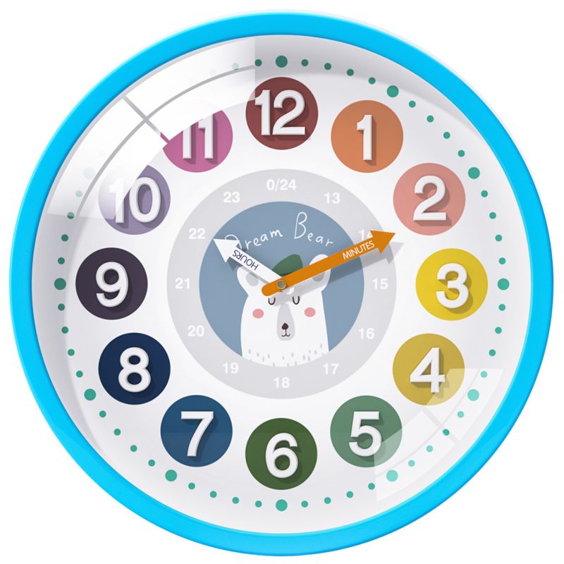 14 Inch Kids Colorful Cartoon Plastic Wall Clock for Educational Learning Time