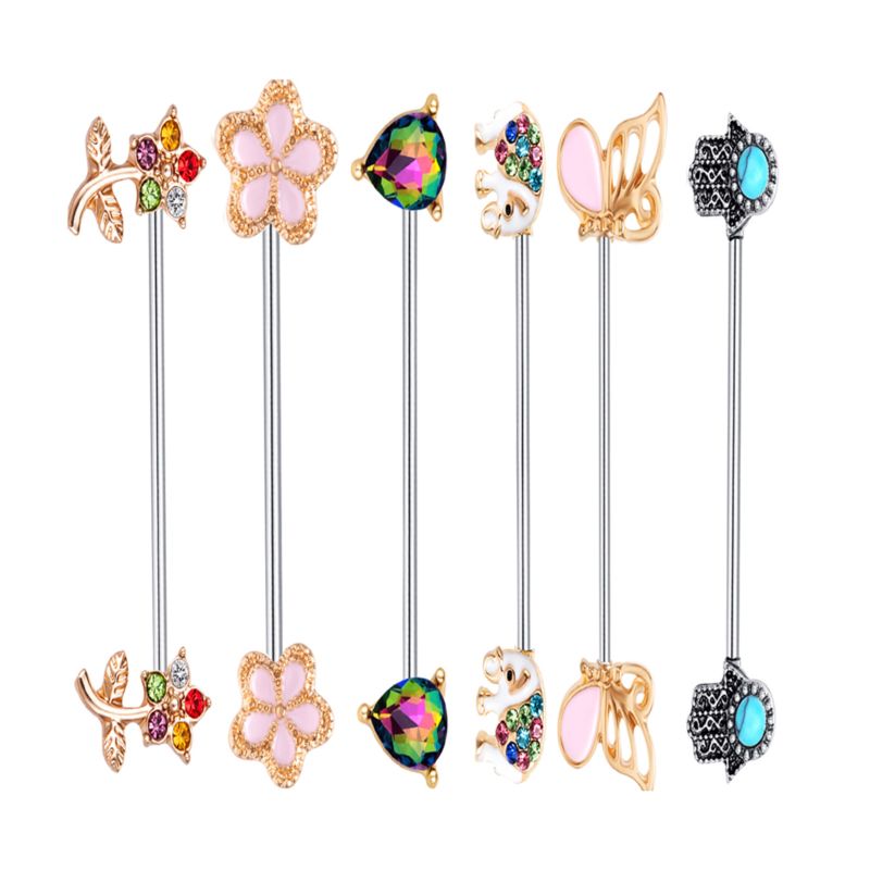14G Industrial Barbell Surgical Steel Industrial Earring 1 1/2 Inch (38Mm) Ear Cartilage Helix-Conch Industrial Piercing Jewelry