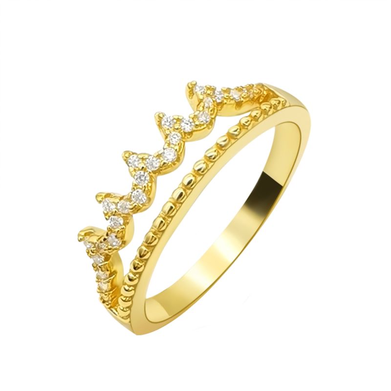 14Kt Gold Jewelry Princess Crown Gold Thin Ring 14K Real Gold Ring for Women Engagement Gift