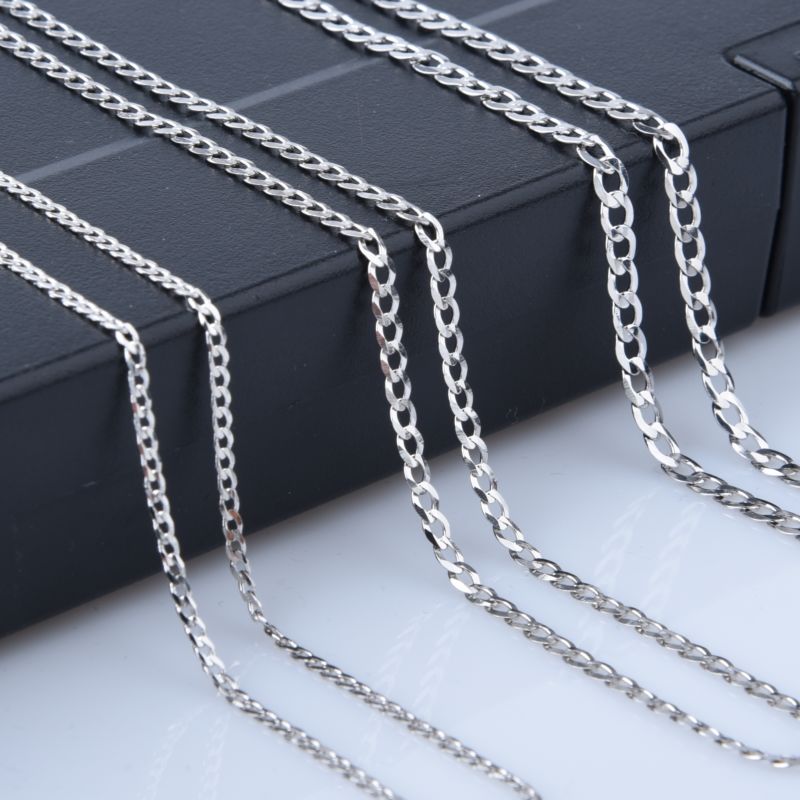16-20 Inch 925 Sterling Silver Flat Carved Curb Cuban Link Chains Necklace for Women Men 2Mm-8Mm Width