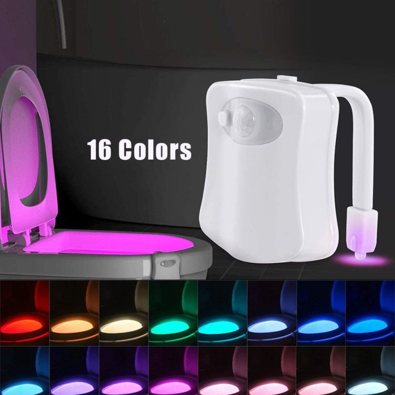 16 Color Toilet Night Light, Motion Sensor Waterproof Led Toilet Bowl Light for Bathroom Washroom