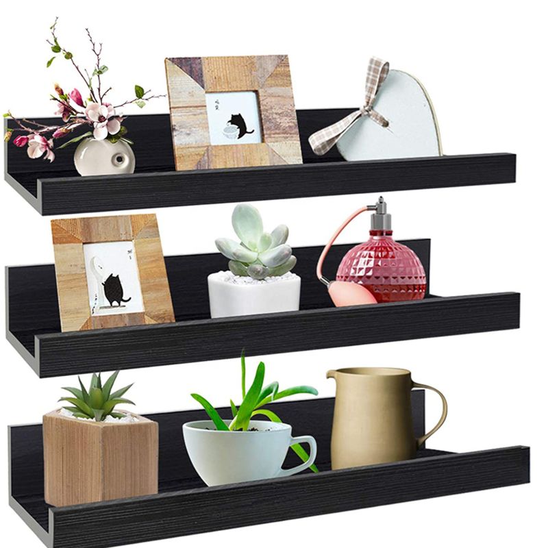 16 Inch Black Floating Shelves Set of 3 Picture Ledge Wall Mount Shelf for Bedroom Living Room Office Kitchen