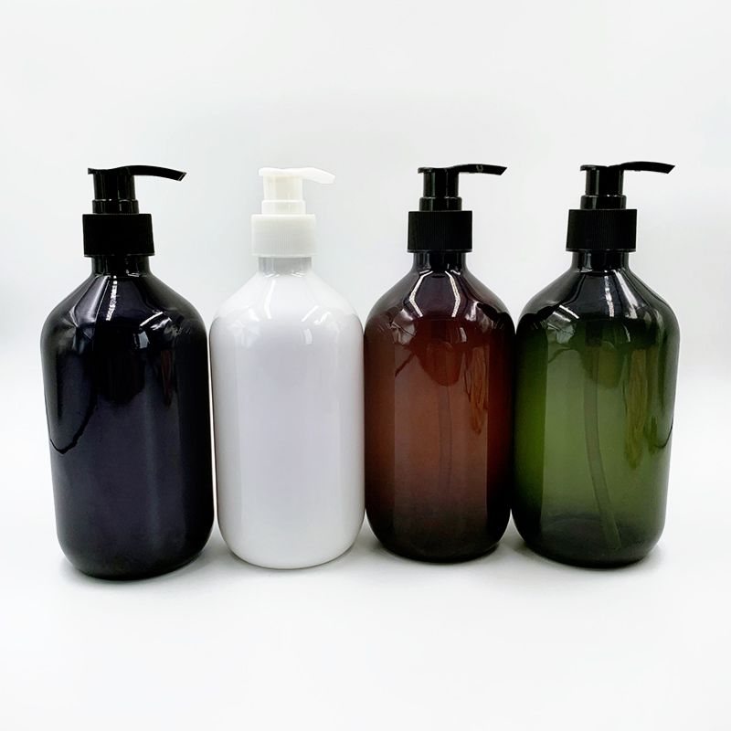 16 Oz 500 Ml Amber Pet Plastic Refillable Pump Hand Soap Bottles Plastic Body Wash Liquid Soap Bottles with Pump Dispenser