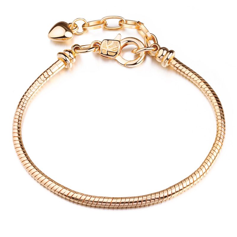 18K Gold Plated Adjustable Multiple Models European Charm Bracelet Simple Snake Chain Diy Charm Bracelet for Women and Men