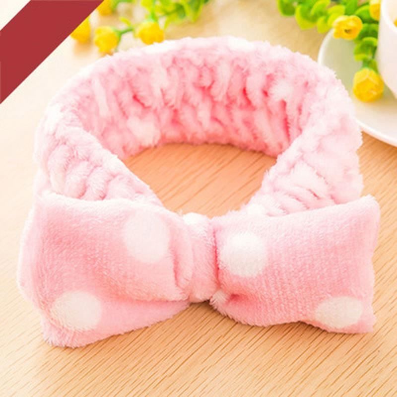 1 Pc Women Hair Band Girls Make up Wash Face Head Band for Cosmetic Flannelette Bows Elastic Headband for Bath Shower