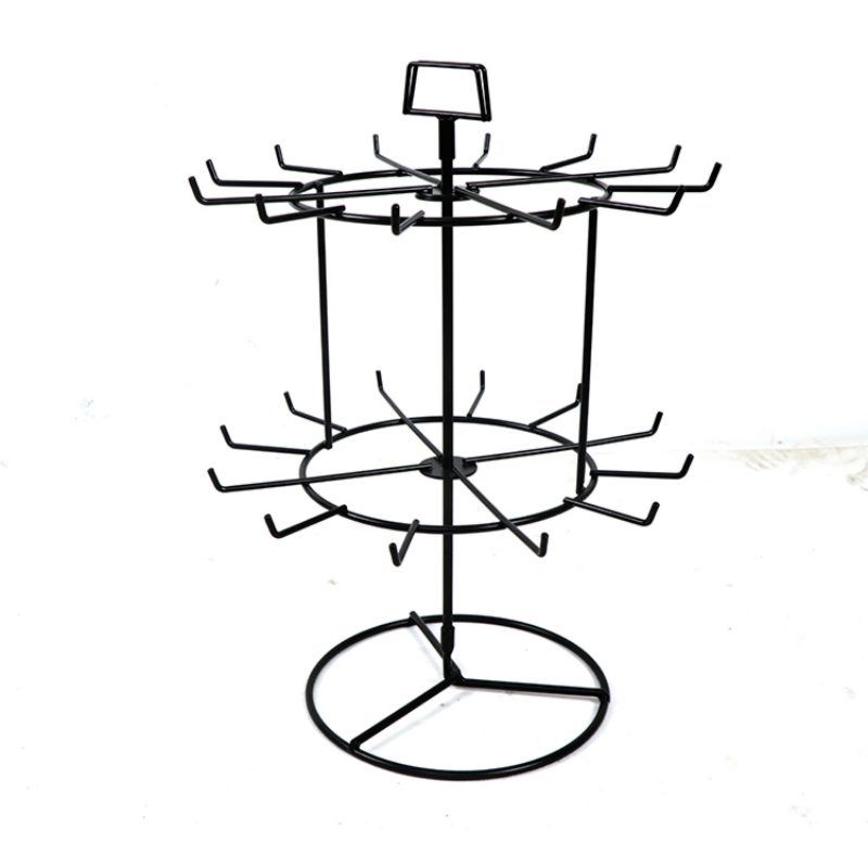 2-Tier Metal Rotating Jewelry Stand Holder Black Counter Top Earring Jewelry Necklace Display Rack