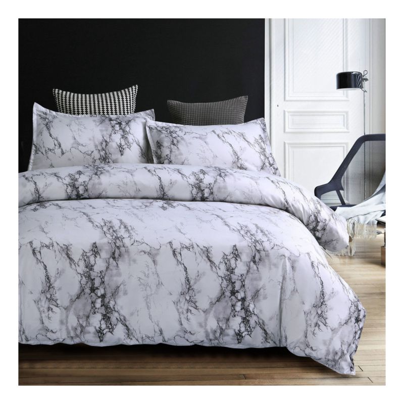 24 Hours Luxury King Size Polyester Gray Marble Bedding Duvet Cover Sets