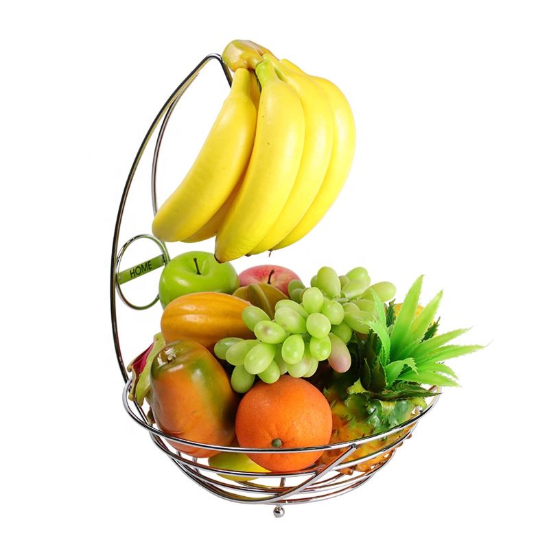 2 Tier Wall Hanging Metal Iron Wire Fruit Bowl Basket Banana Holder