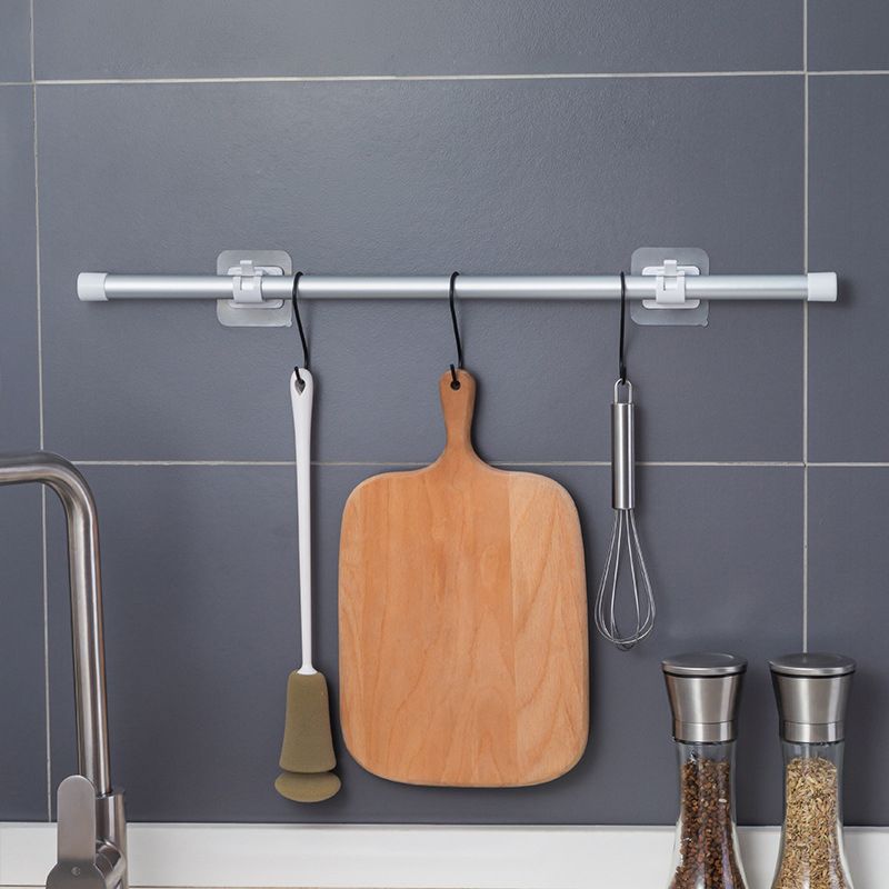 2Pcs Nail-Free Adjustable Curtain Rod Holder Clamp Hooks Rod Bracket Holders Adhesive Wall Curtain Fixed Clip Hanging Rack Hook