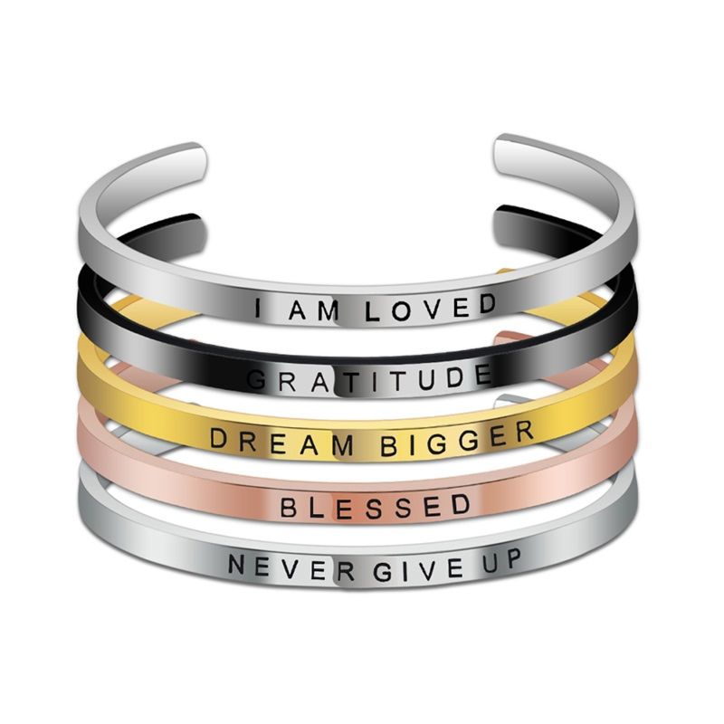 316L Stainless Steel Cuff Bracelet Personalized Engraved Bangle for Men/Women