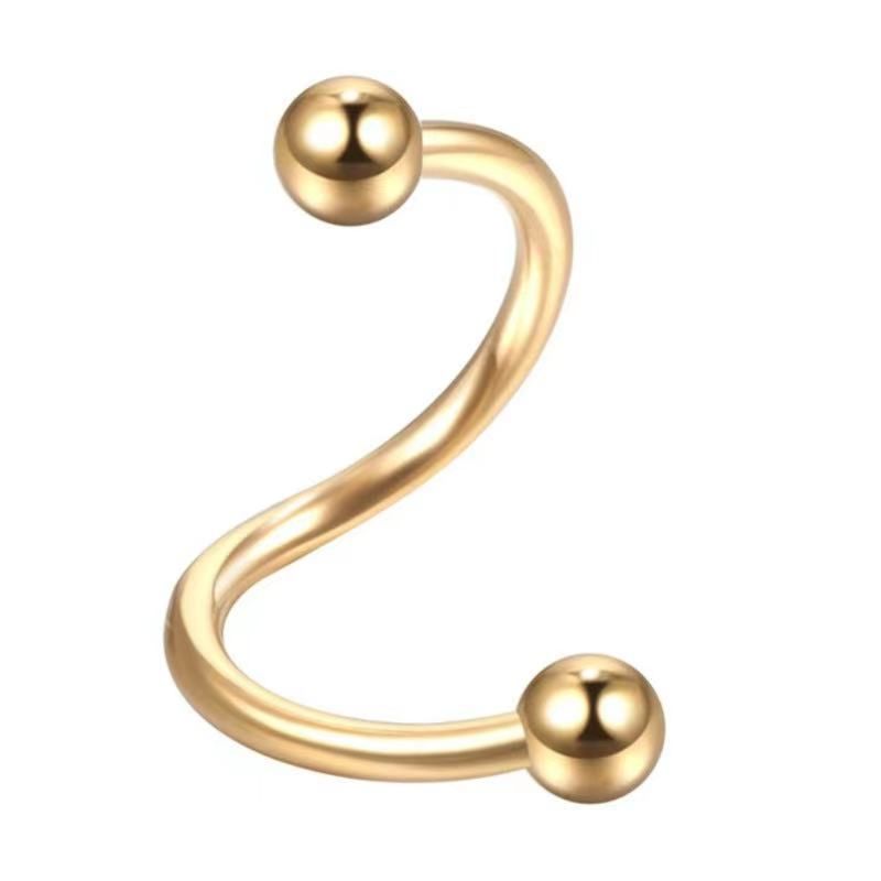 316L Stainless Steel S-Shaped Spiral Ear Bone Nail anti Allergy Eyebrow Nail Nose Ring Puncture Jewelry