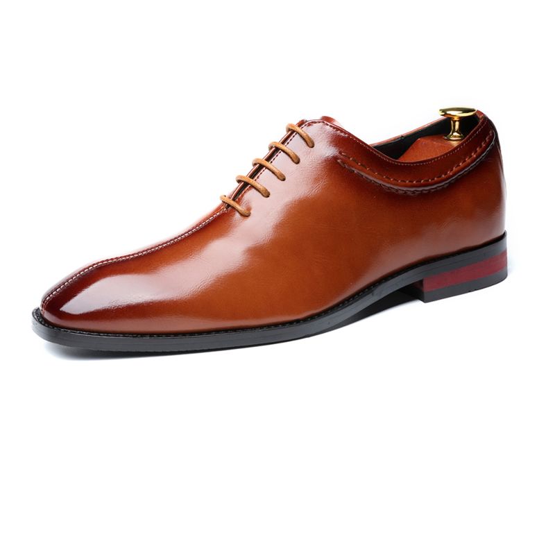 37-48 Big Size Men's Derby Brown Oxford Shoe Square Toe Business Lace up Wedding Dress Shoe 317