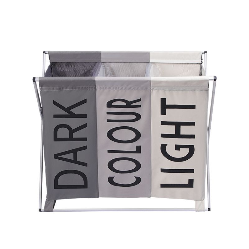 3 Colors Laundry Hamper Basket Storage Baskets with 3 Compartments with Sturdy Aluminum Frame Basket for Dirty Clothes