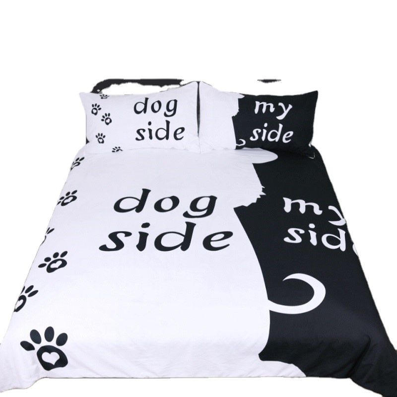 3D Cartoon Style Cat Dog Print Polyester Comforter Set