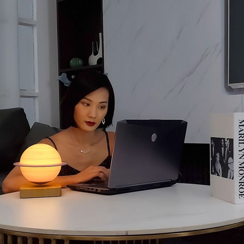 3D Printed Bedroom Decoration Colorful Touch Control Warm Night Light Magnetic Levitation Floating Saturn Table Lamp