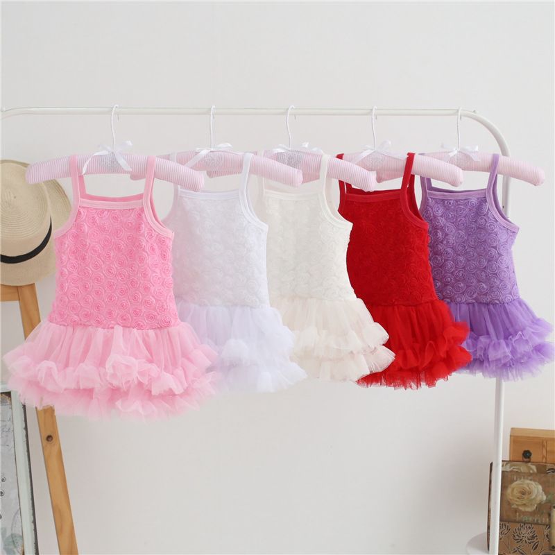 3M 6M 9M 12M 18M 24M Baby First Birthday Party Dress Sleeveless Crew Neck Flowers Girl Dress
