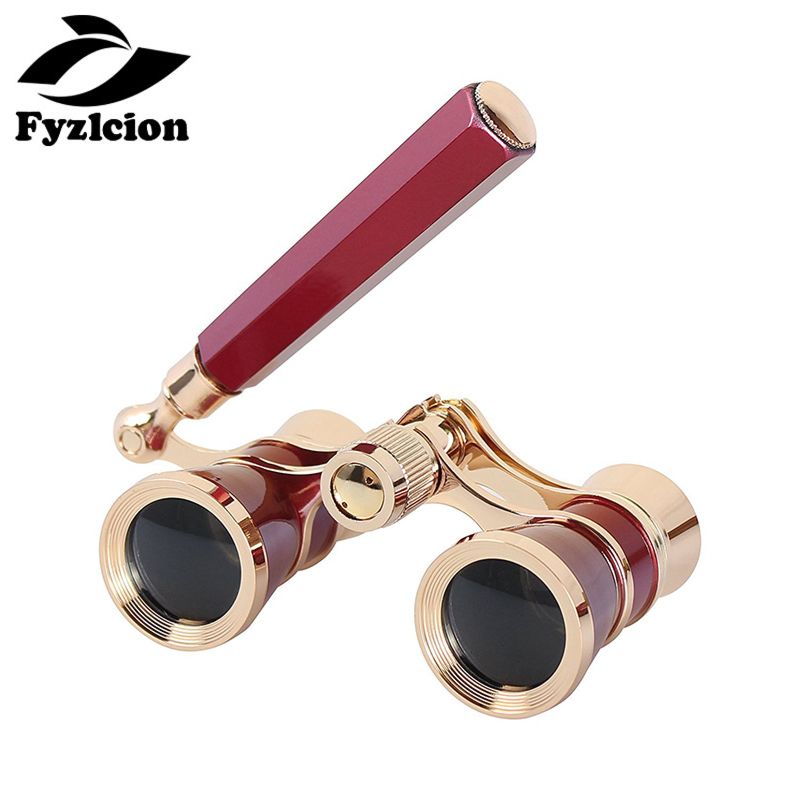 3X25 Telescope Lady Brass Coated Lens Opera Theater Binoculars