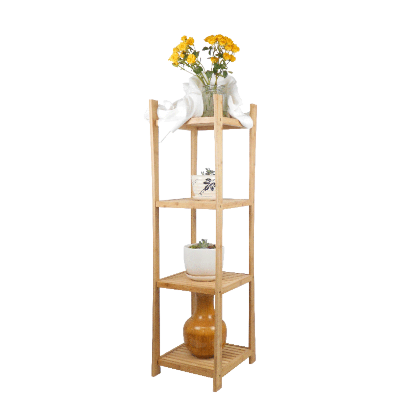 4-Tier Bamboo Shelf Unit Bathroom Towel Shelf Rack