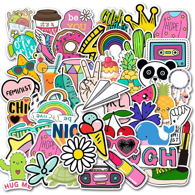 50 Small Fresh Wish Suitcase Kawaii Japan Cartoon Wall Sticker