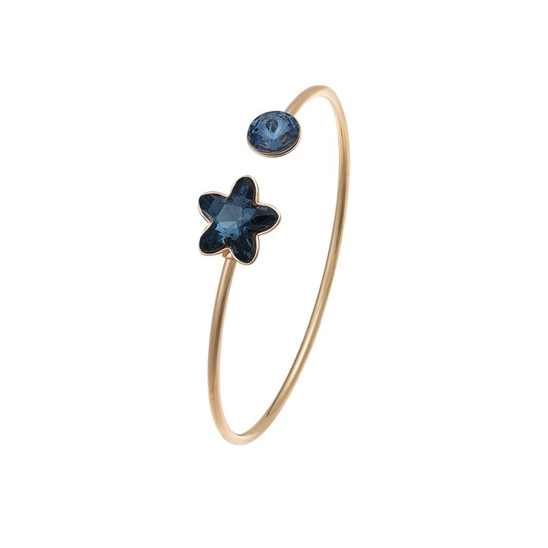 52710 Xuping Jewelry Simple Light Luxury Design All-Go Star Crystal 18K Gold Eco-Friendly Copper Elegant Lady Bangle