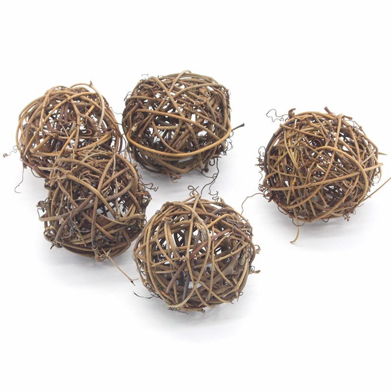 6Pcs /Bag 5/6//8Cm Vase Filler Garden Wedding Party Decoration Natural Woven Rattan Balls Wicker Ball M0 602