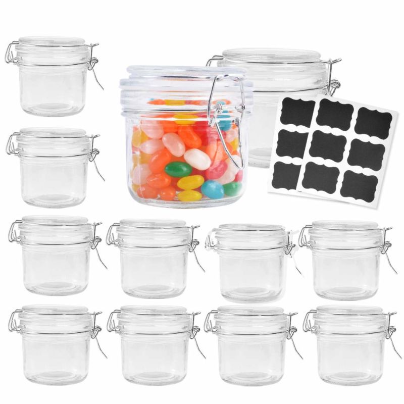 8 Oz Airtight Glass Jars with Rubber Gasket Lid, Small Storage Glass Canister with Hinged Lid for Kitchen