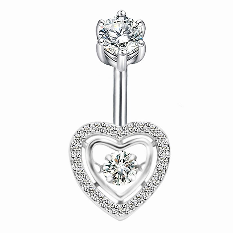 925 Sterling Silver Belly Button Ring Heart Belly Ring for Women
