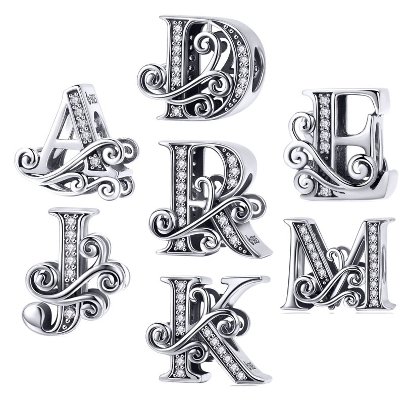 925 Sterling Silver Letter 26 Alphabet Pendant Designer Charms for Diy Bracelet Necklace Jewelry Making