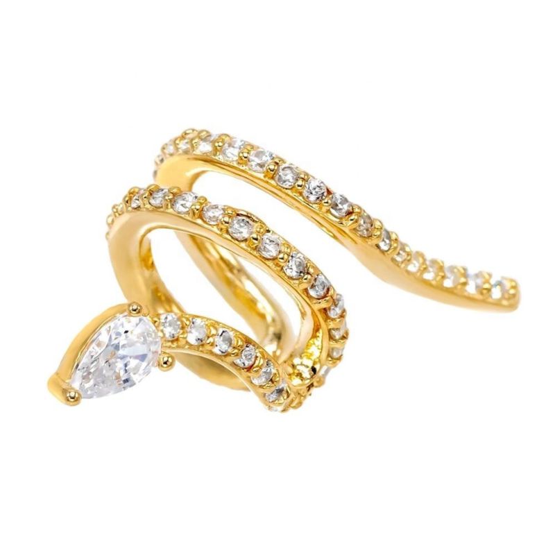 925 Sterling Silver Non Pierced Hip Hop Spiral Snake Ear Cuff Earring