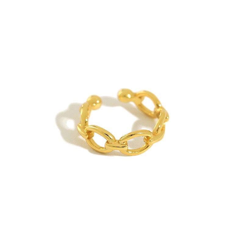 925 Sterling Silver Simple Plain Link Chain Ear Cuff Earrings with Gold Plated Jewelry