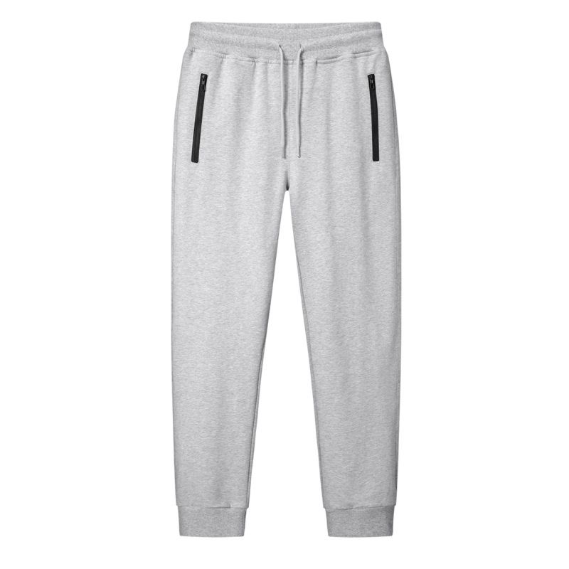 95% Cotton 5% Spandex Men's Jogger Pants with Zipper Pockets Workout Running Middleweight Sweatpants