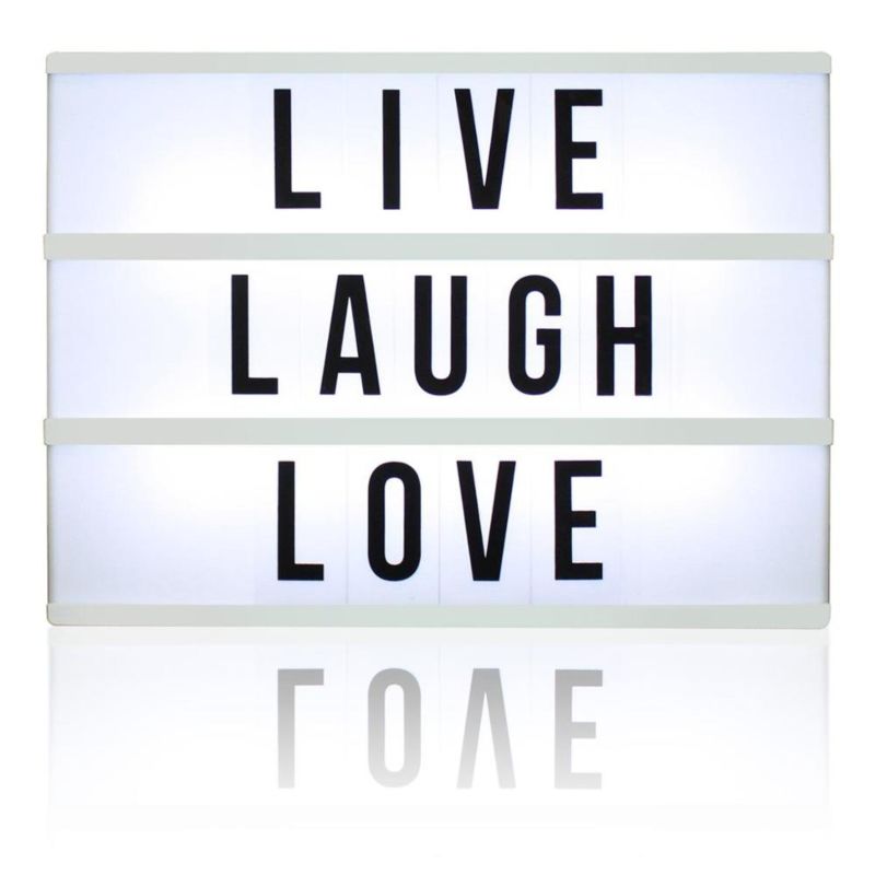 A6 Battery Powered Light up Message and Note Sign Led Cinema Light Box with Magnet Letters Smiles Symbols