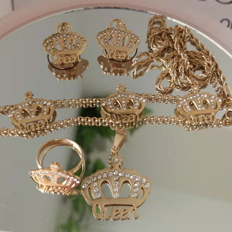 Accessories Big Diamond Crown Jewelry Set with Queen
