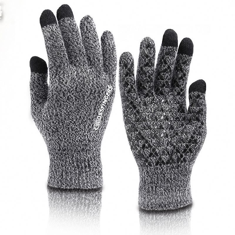 Acrylic anti Slip Work and Running Magic Gloves Touch Screen Men Warm Stretch Knitted Wool Mitten and Gloves